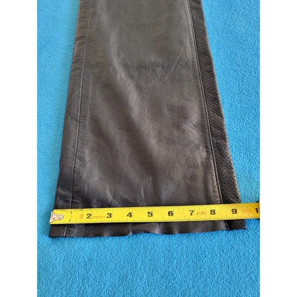 VTG Womens Harley Davidson 100% Genuine Leather Riding Pants Size 40/12 Embossed - Picture 2 of 16